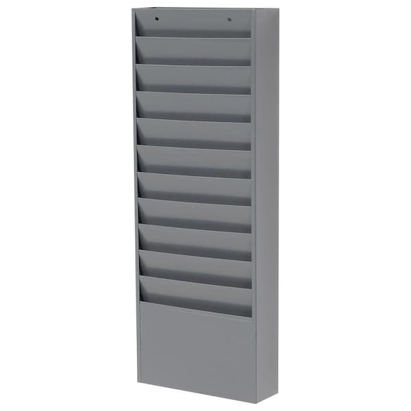 Global Industrial Medical Chart Hanging Wall File Holder, 11 Pockets, Gray 806405 - main